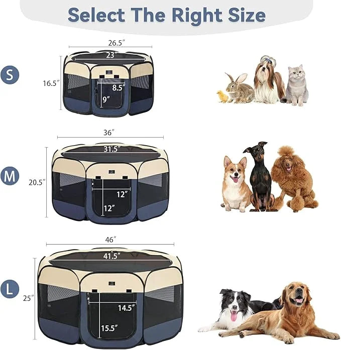 A4Pet Dog Playpen, Portable Pet Playpen, Pop Up Dog Playpen Indoor/Outdoor - Ideal for Small Medium Dogs - Removable Zippe...