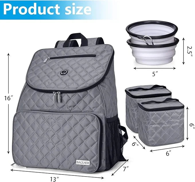 BAGLHER Dog Travel Bag,Airline Approved Pet Supplies Backpack, Dog Travel Backpack with 2 Silicone Collapsible Bowls and 2...