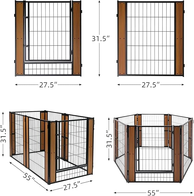 Heavy Duty Dog Playpen 32 Inch Height - Indoor Outdoor Pet Fence Enclosure for Medium and Small Dogs - Foldable Puppy Exer...