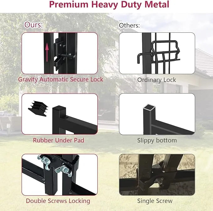 Heavy Duty Outdoor Dog House - Large Kennel with Roof, 4'L x 4'W x 4.5'H - Black Dog Crate with Cover, 2 Set - Product Image