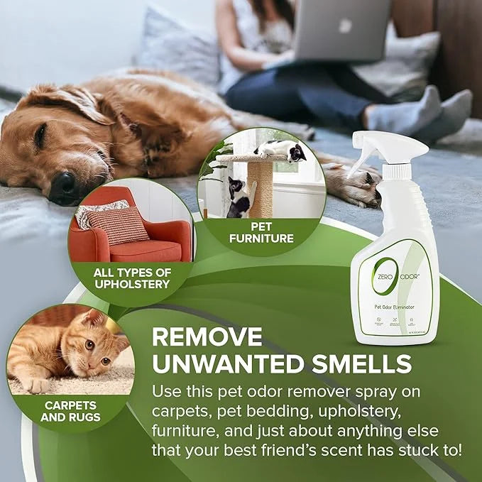 Zero Odor - Pet Odor Eliminator for Strong Odor, Eliminate Air & Surface Odors – Patented Molecular Technology Best For Ca...