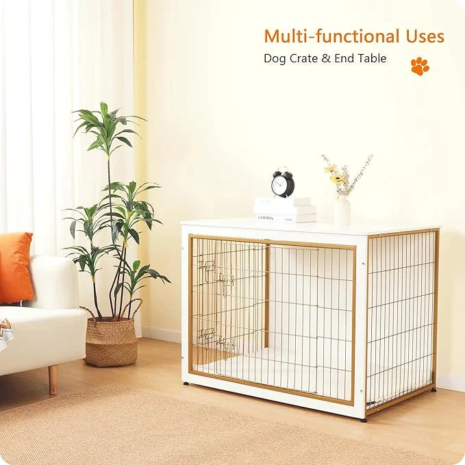DWANTON Dog Crate Furniture with Cushion, Wooden Kennel Table with Double Doors, Indoor Dog House, Extra Large Size, 43.3"...