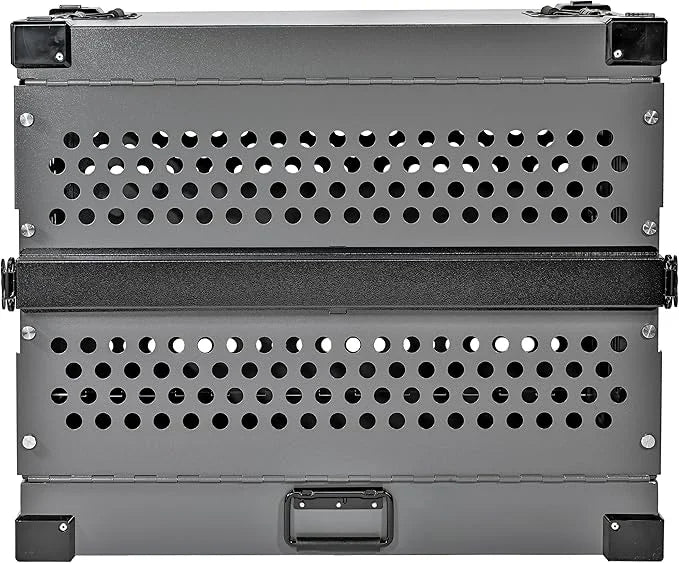 Heavy Duty Fully Collapsible Powder-Coated Aluminum Dog Crate - Small (Gray) - Product Image
