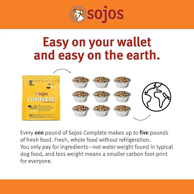 Sojos Complete Beef Recipe Dehydrated Dog Food, 7 lb, Yellow - Product Image
