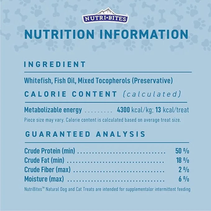 Nutri Bites Freeze Dried Whitefish Dog & Cat Treats 4 oz | Healthy Pet Training Treats or Food Topper | All Natural, High ...