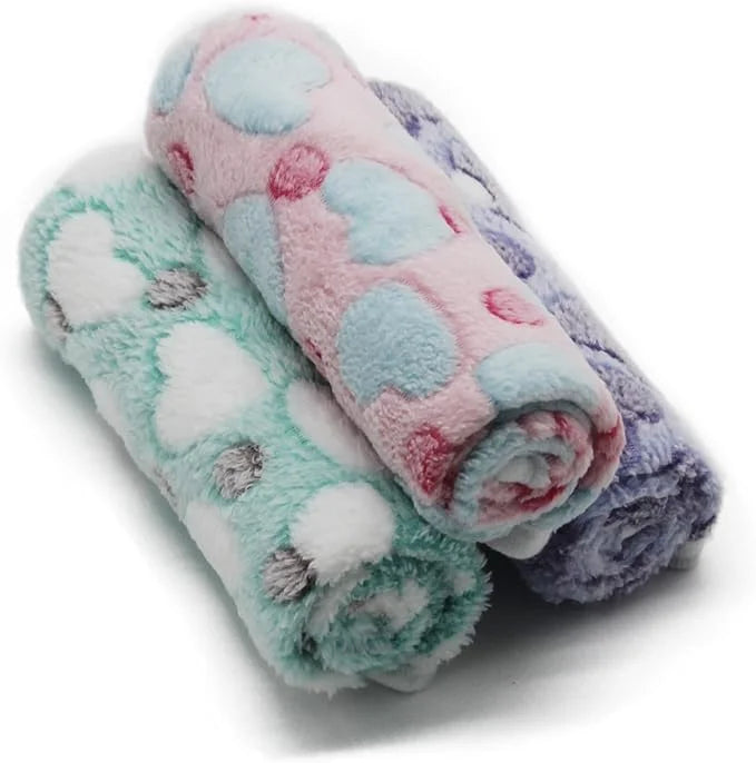 1 Pack 3 Puppy Blankets Super Soft Warm Sleep Mat Love Print Blanket Fluffy Fleece Pet Blanket Flannel Throw Dog Blankets ...