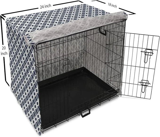 Ambesonne Navy Blue Dog Crate Cover, Marine in Geometric Pattern Design Ocean Travel Cruise Mosaic Ornament, Easy to Use P...