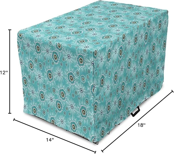 Lunarable Abstract Dog Crate Cover, Surreal and Flourishing Botanical Floral Ornaments Pattern, Easy to Use Pet Kennel Cov...