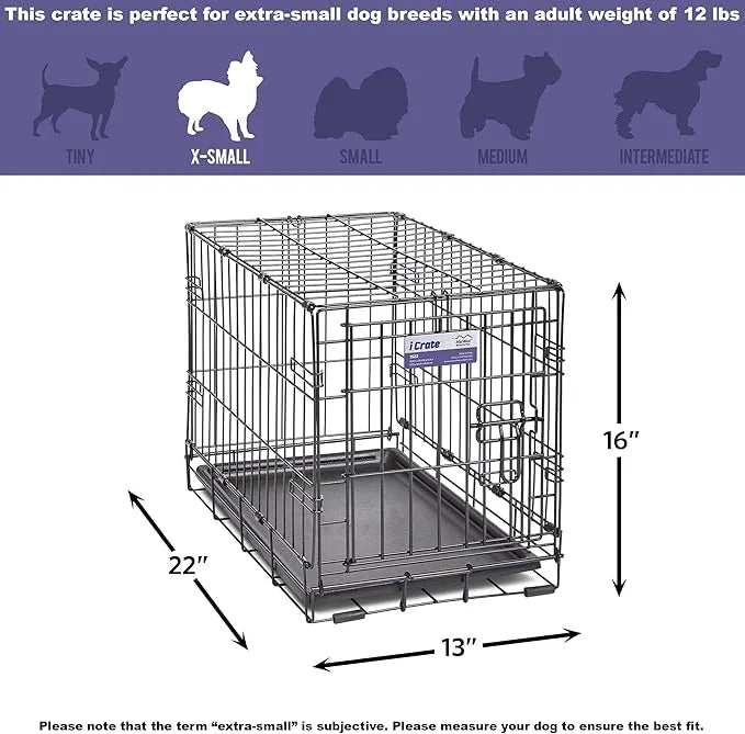 MidWest Homes for Pets Newly Enhanced Single & Double Door iCrate Dog Crate, Includes Leak-Proof Pan, Floor Protecting Fee...