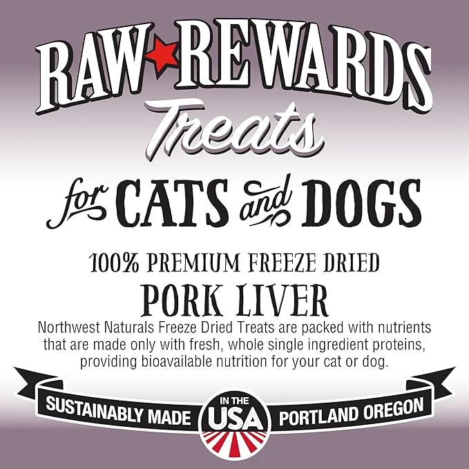 Northwest Naturals Raw Rewards Freeze-Dried Pork Liver Treats for Dogs and Cats - Bite-Sized Pieces - Healthy, 1 Ingredien...