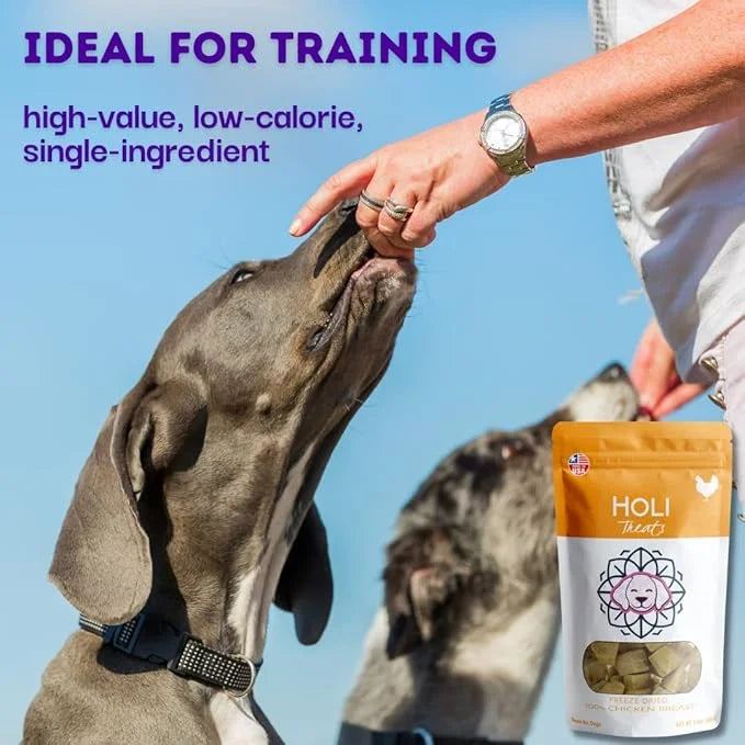 HOLI Freeze Dried Chicken Dog Treats - 100% All Natural Chicken Breast - Human Grade, Single Ingredient - Grain Free, Glut...
