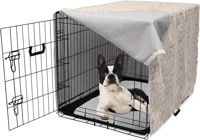 Lunarable Cream Dog Crate Cover, Geometrical Design Soft Colored Diamond Line Harlequin Background Pattern Classic Image, ...