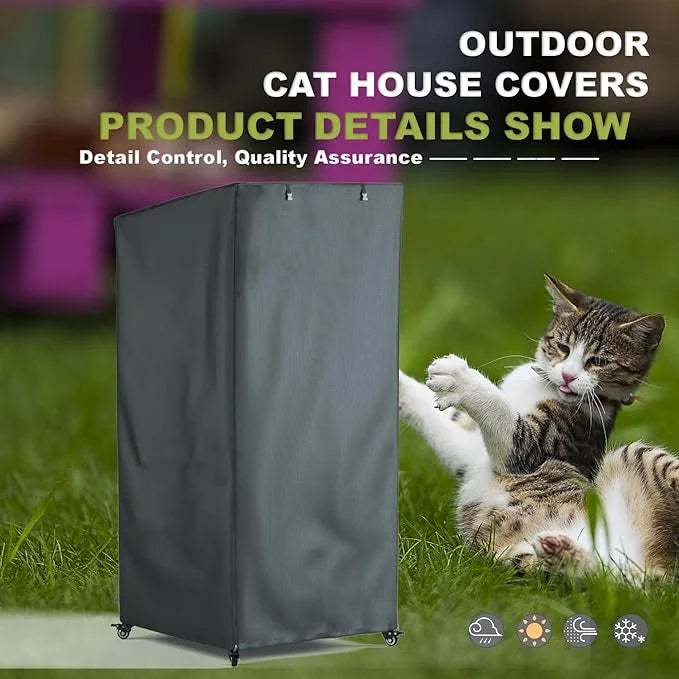 Outdoor Cat House Cover, Extremely Waterproof Feral Cattery Cat Cover, Cat Enclosure Cover, 600 D Heavy Duty Rain Sheet , ...