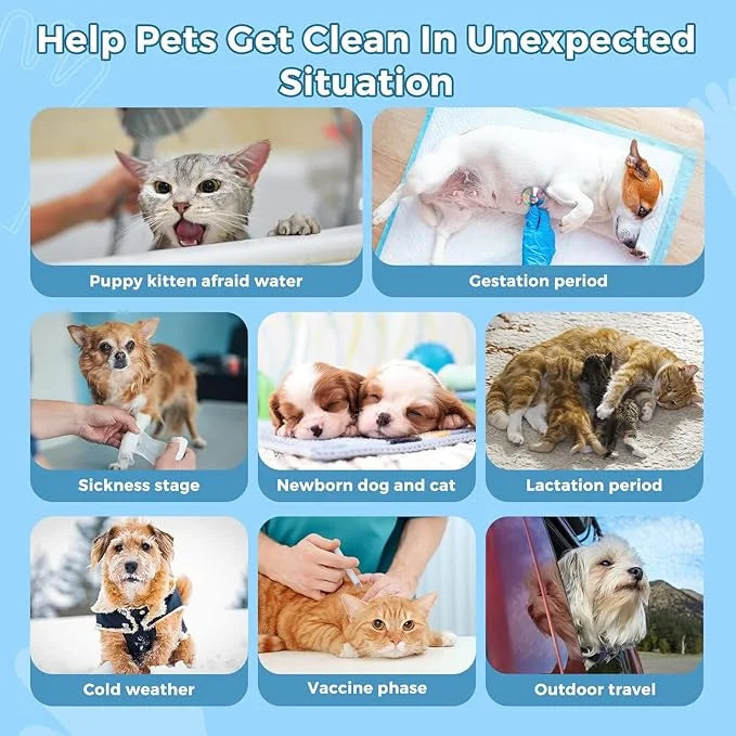 Vannon Extra Thick Pet Bathing Wipes for Dogs & Cats, Cleaning & Odor-Controlling Grooming Gloves, Nourish Fur Glove Wipes...