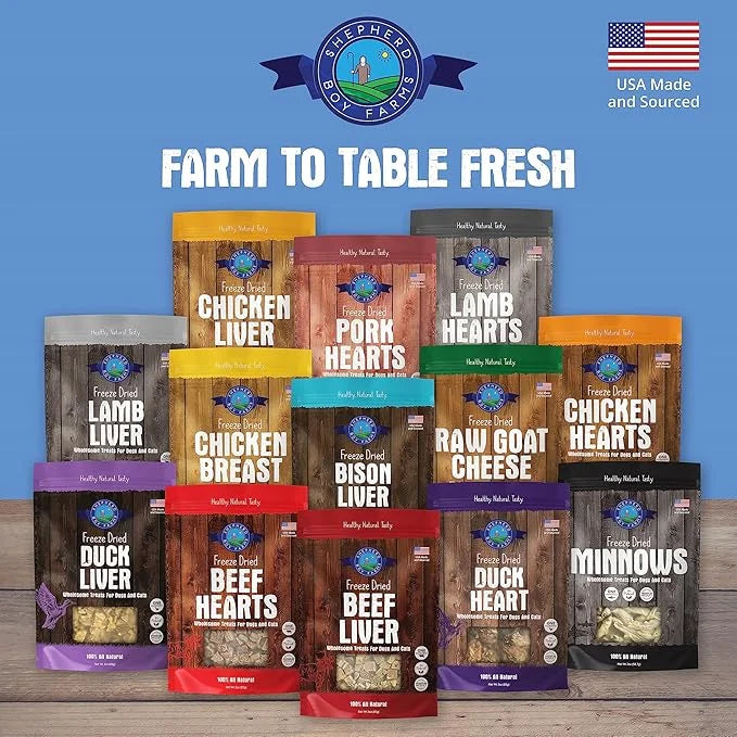 Freeze Dried Dog and Cat Treats, Duck Heart, All Natural Freeze-Dried Dog Treat & Dog Snack, Made in USA, High in Protein,...