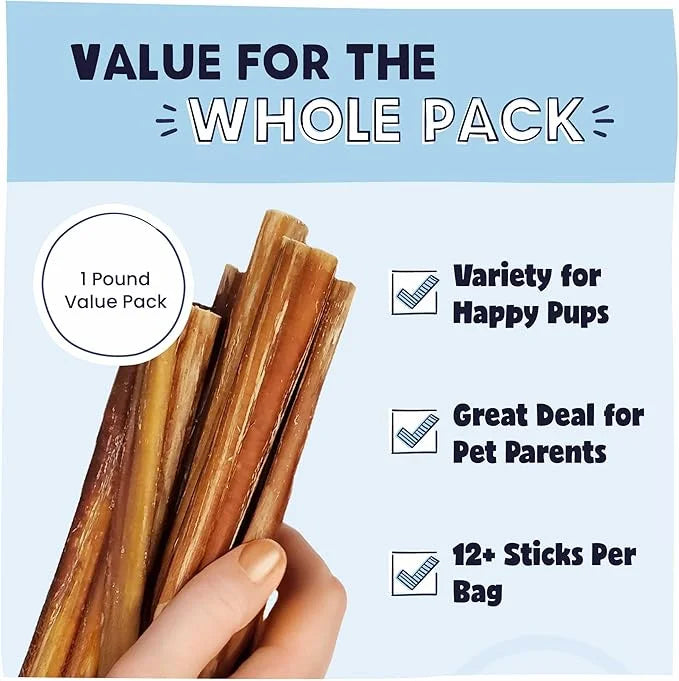 Pawstruck All-Natural 9" Bully Sticks for Dogs - Best Long Lasting, Rawhide Free, Low Odor & Grain Free Dental Chew Treat ...
