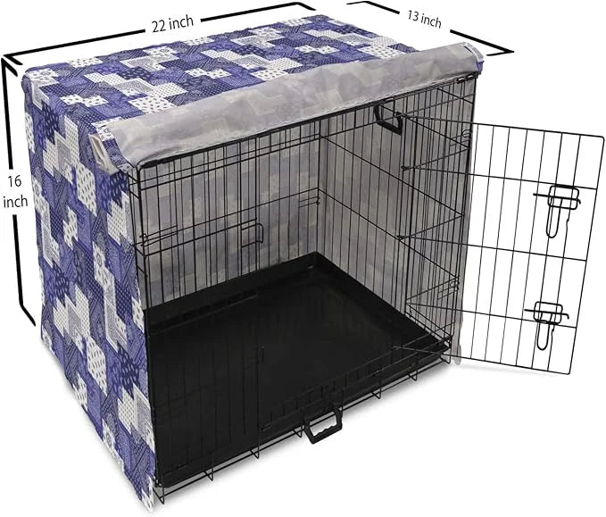 Lunarable Geometric Dog Crate Cover, Eastern Inspirations Canonical Paisley and Floral Composition Squares, Easy to Use Pe...