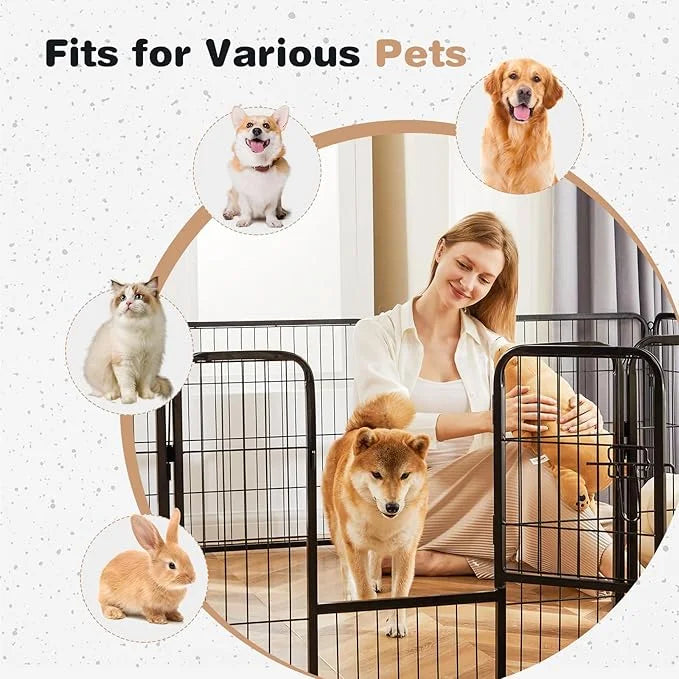 Heavy-Duty Iron Dog Playpen – 8 Panel 32” Durable, Rust-Resistant Pet Fence for Indoor & Outdoor Use, Secure & Spacious Pe...
