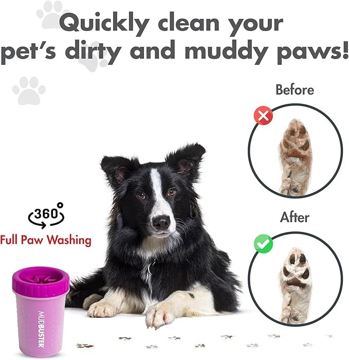 Dexas MudBuster Portable Dog Paw Washer/Paw Cleaner, Medium, Fuchsia - Product Image