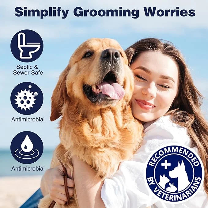 Pet Glove Wipes for Dogs, Dog Cleaning Gloves with Coconut Scented, Dual-Sided Pet Gloves Grooming for Cats with Wipes, Do...