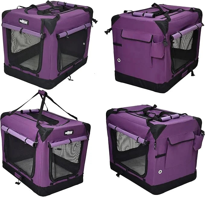 EliteField 4-Door Folding Soft Dog Crate with Curtains, Carrying Bag and Fleece Bed (2 Year Warranty), Indoor & Outdoor Pe...