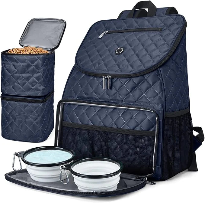 BAGLHER Dog Travel Bag,Airline Approved Pet Supplies Backpack, Dog Travel Backpack with 2 Silicone Collapsible Bowls and 2...