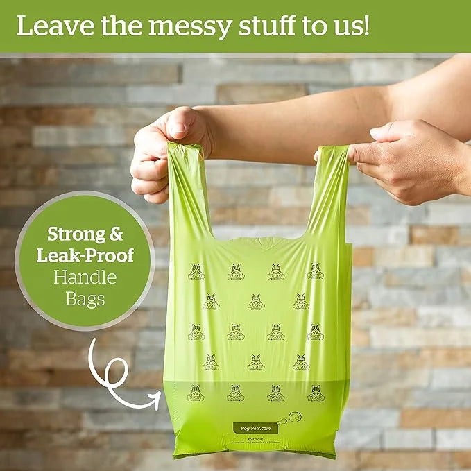Pogi's 900 Dog Poop Bags w/Handles and 100 Plant-based Grooming Wipes Bundle - Product Image