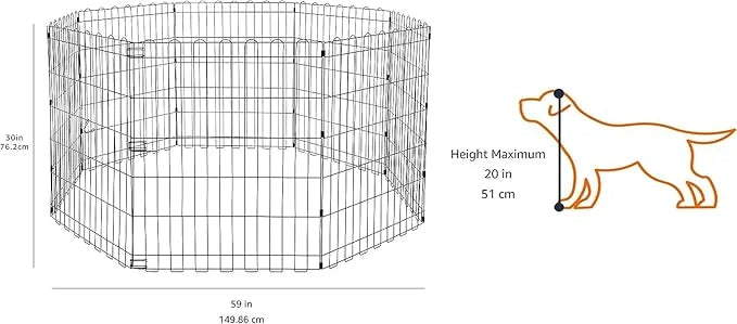 Amazon Basics Foldable Octagonal Metal Exercise Dog Playpen - Indoor/Ou, , Blacktdoor, No Door, Small (8 Panels, 24 x 30),...