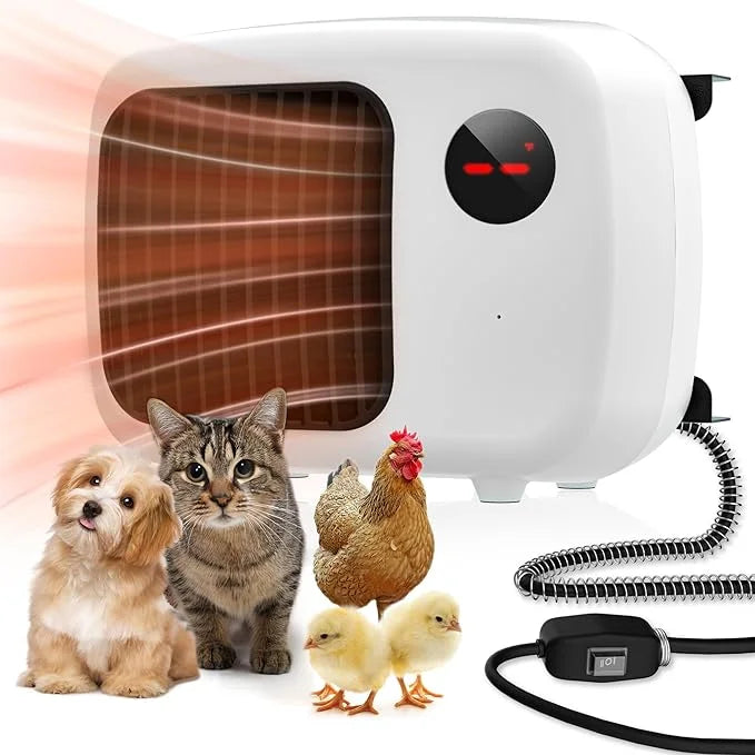 Dog House Heater with Thermostat: Pet House Heater with Overheat Protection, 300W 600W 2 Heating Mode, Anti Chew Cord, Chi...