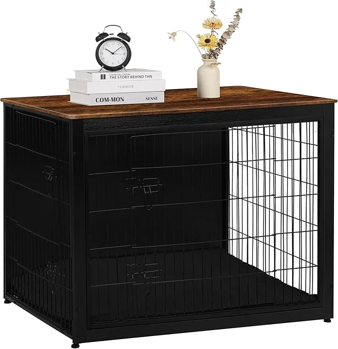 DWANTON Dog Crate Furniture with Cushion, Wooden Kennel Table with Double Doors, Indoor Dog House, Extra Large Size, 43.3"...