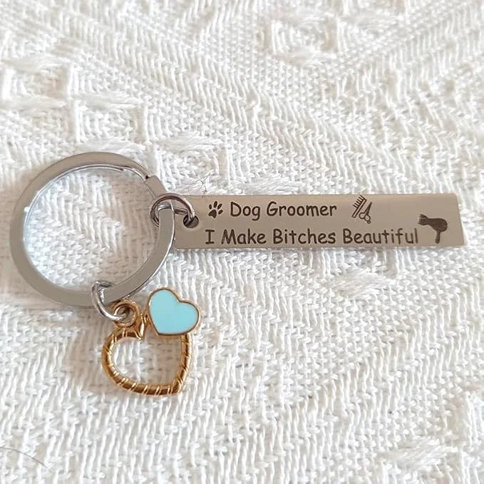RFTWXHPN Dog Groomer Gifts Keychain for Women Men Dog Groomer I Make Bitches Beautiful Key Chains for Dog Hairdresser Groo...