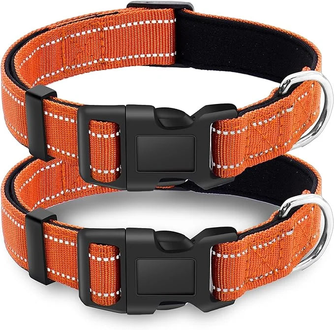 2 Pack Reflective Dog Collar with Safety Locking Buckle, Adjustable Soft Breathable Comfortable Nylon Pet Collar for Small...