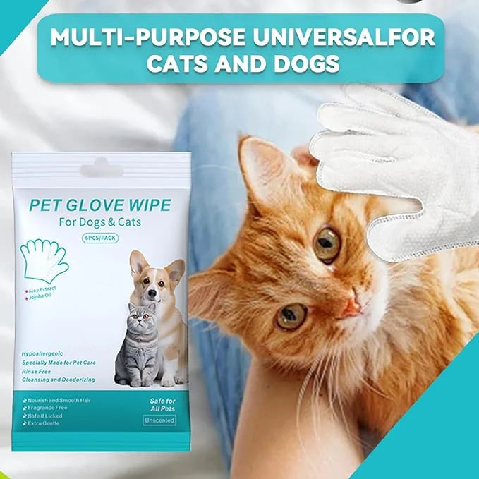 Dog and Cat Cleaning Gloves, Cleaning and Deodorizing Grooming Gloves, Dog and Cat Fur Face, Ears, Eyes, Paws Cleaner, Pet...