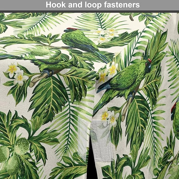 Lunarable Green Dog Crate Cover, Exotic Tropic Pattern with Palm Leaves Breadfruits Plumeria Flowers and Parrots, Easy to ...