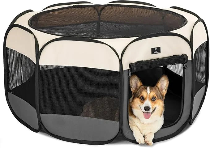 A4Pet Portable Dog Playpen, Pop Up Dog Playpen Indoor/Outdoor, Pet Playpen for Cats, Puppies - Removable Zipper & Collapsi...