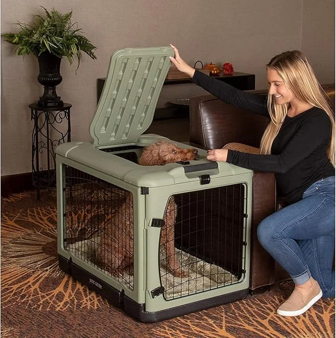 Pet Gear “The Other Door” 4 Door Steel Crate for Dogs/Cats with Garage-Style Door, Includes Plush Bed + Travel Bag, No Too...