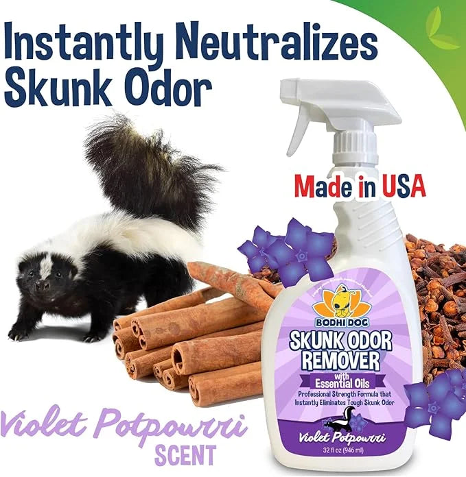 Bodhi Dog Pet Deskunk Spray Odor Eliminator- Skunk Smell Remover with Essential Oils for Dogs, Cats, Furniture, Carpet & C...