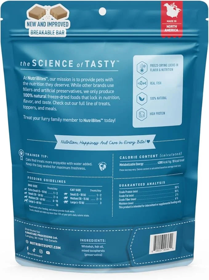 Nutri Bites Freeze Dried Whitefish Dog & Cat Treats, 9 oz | Healthy Pet Training Treats or Food Topper | All Natural, High...
