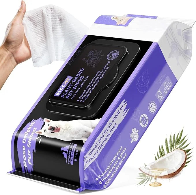 HICC PET Cleaning Deodorizing Wipes for Dogs & Cats, Vet Recommended Nourishes Smoothes Fur Pet Grooming Wipes with Fermen...