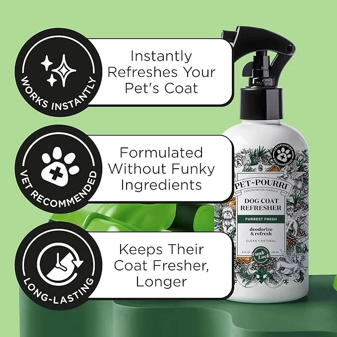 Pet-Pourri Dog Coat Deodorizing Spray – Plant Derived Ingredients – Vet Recommended – Fir + Amber + Cedarwood – Paraben & ...
