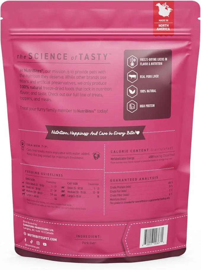 NutriBites Freeze Dried Pork Liver Dog & Cat Treats, 9 oz | Healthy Pet Training Treats or Food Topper | All Natural, Sing...