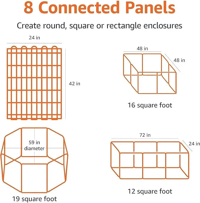 Amazon Basics Foldable Octagonal Metal Exercise Dog Playpen - Indoor/Outdoor, No Door, Large (8 Panels, 24 x 42), Easy to ...