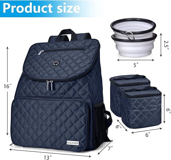 BAGLHER Dog Travel Bag,Airline Approved Pet Supplies Backpack, Dog Travel Backpack with 2 Silicone Collapsible Bowls and 2...