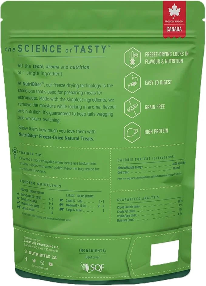 Nutri Bites Freeze Dried Beef Liver Dog & Cat Treats | Healthy Pet Training Treats or Food Topper | All Natural, Single In...