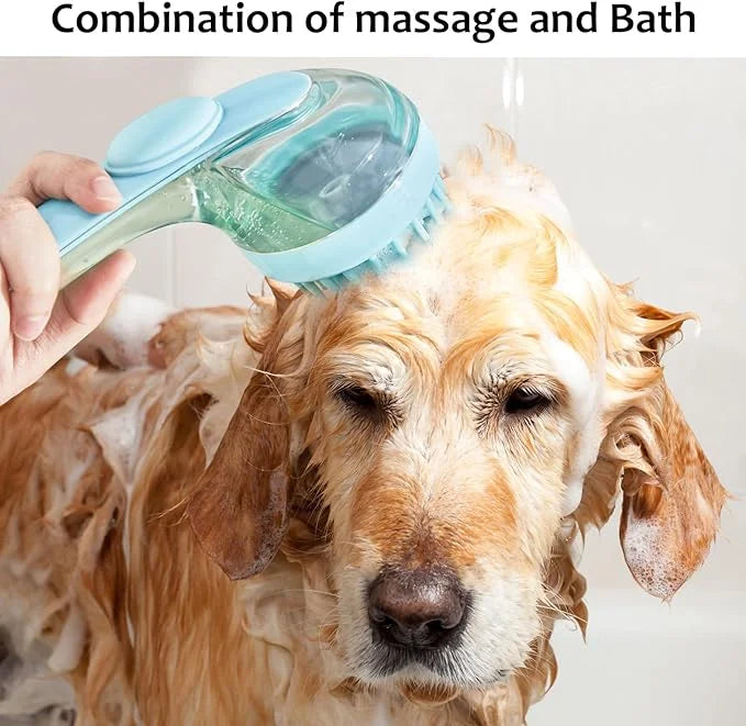 (6 Pcs) ELEGX Pet Grooming Bath Massage Brush with Soap and Shampoo Dispenser Soft Silicone Bristle for Long Short Haired ...