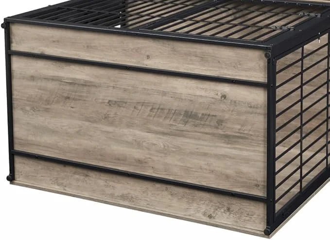 Dog Crate Furniture, 48 Inch Dog Kennel Furniture, Wooden ๐og Crate Furniture Large Breed with Rotating ๐og Bowls, Heavy D...