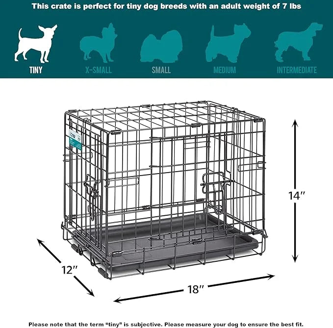 MidWest Homes for Pets Newly Enhanced Single & Double Door iCrate Dog Crate, Includes Leak-Proof Pan, Floor Protecting Fee...