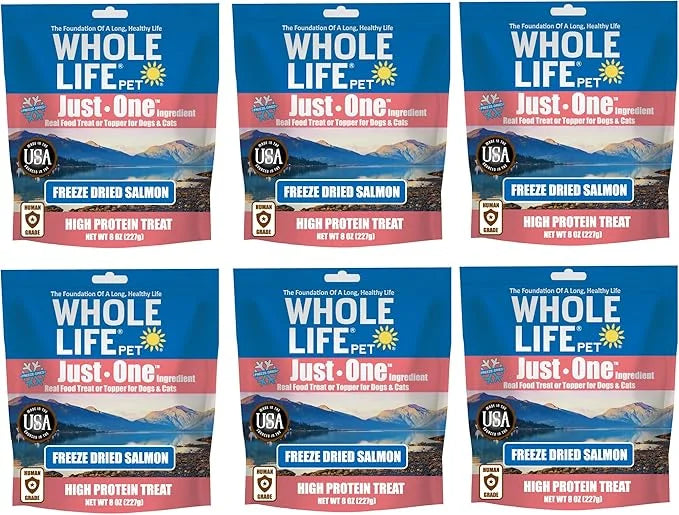 Whole Life Pet Just One Salmon Dog and Cat Value Packs - Human Grade, Freeze Dried, One Ingredient - Protein Rich, Grain F...