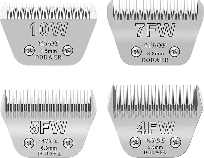 Size 10W/7FW/5FW/4FW Detachable Dog,Cat,Sheep & Horse Grooming Wide Blades Set,Compatible with Andis,Oster A5,Wahl KM10 Se...