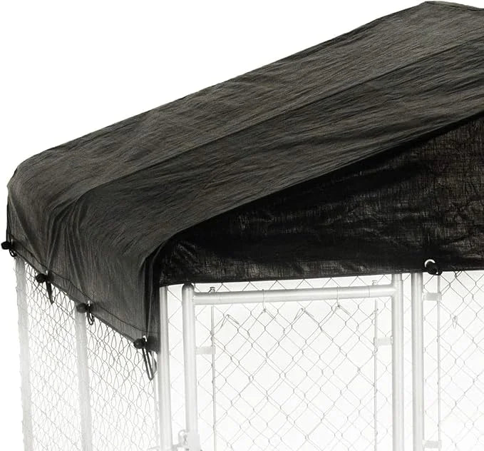 10 by 10 Feet Black Extra Large All Season Outdoor Waterproof Fully Enclosed Dog Run Kennel Cover with Sturdy Elastic Cord...